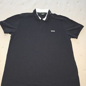 BOSS by Hugo Boss Men's Slim-Fit Stretch Logo Polo Shirt, Black, XXL